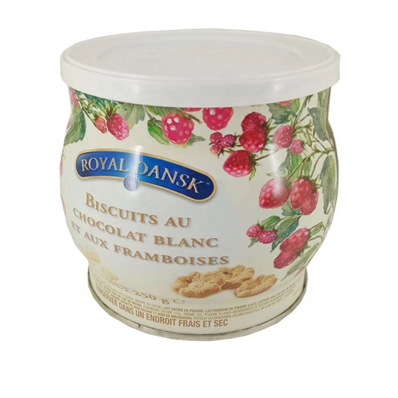 
Drum Shape Metal Can for Cookies Full Printing Strawberry Custom Empty Tin for Biscuits Food Safe Tin Can Package 