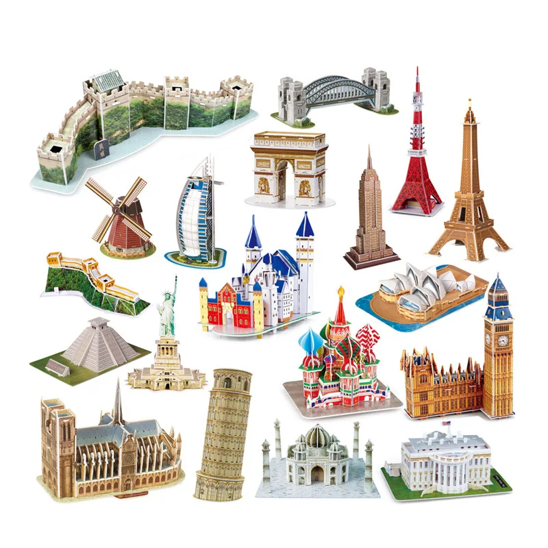 Рождественский подарок, архитектурные модели, 3D бумажные головоломки знаменитых зданий по всему миру