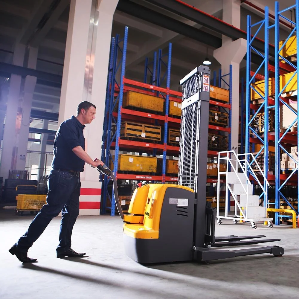 Xilin 1000kgs 1ton 2200lbs Electric Walkie Straddle Stacker With Adjustable forks  Max.lift height 3 m OEM