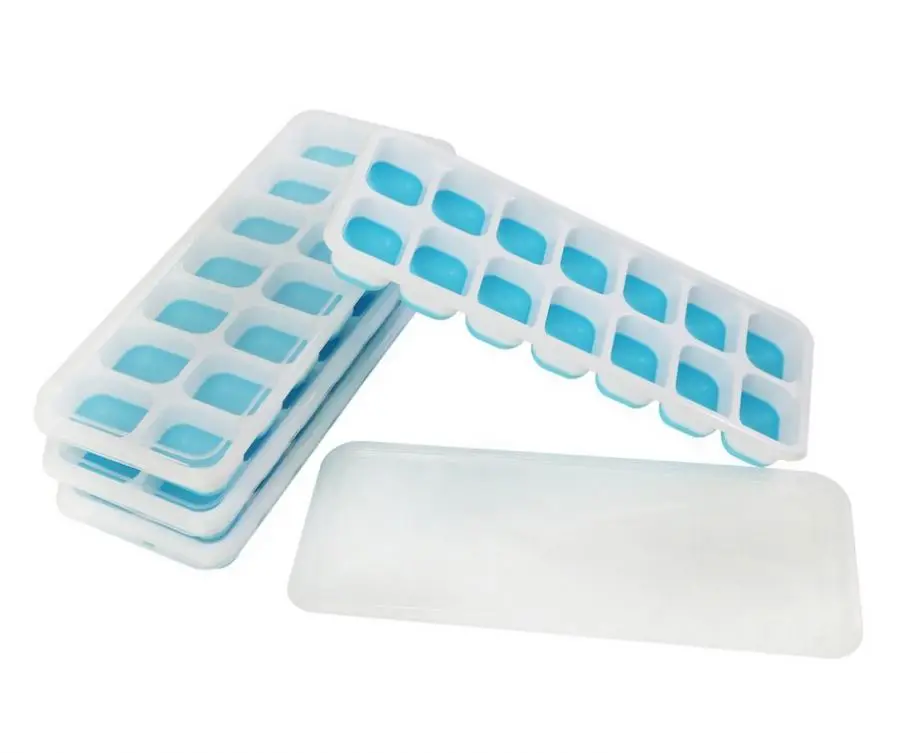 Ice Cube Tray with Lid Silicone Ice Cube Molds 14 Ice tray Stackable Durable