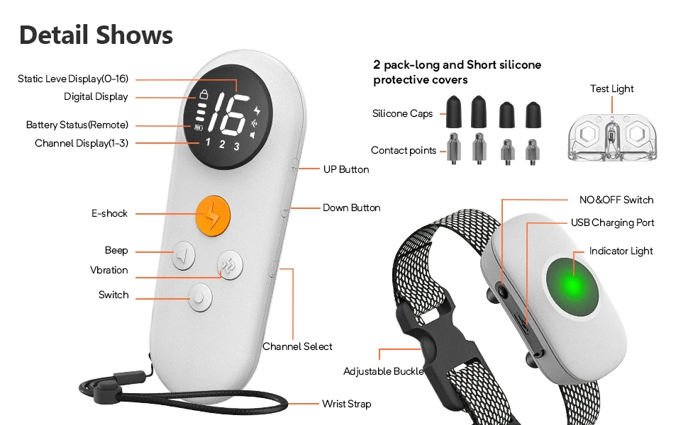 2 dogs New Arrival Rotatable 16 Level shock 500m Long Control Range Remote Dog Training Collar Dog trainer