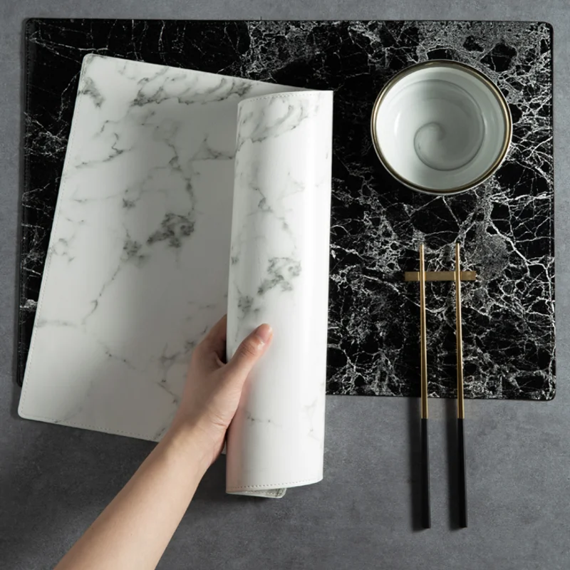 Custom  Double Leather Placemats  Black Place mats Dinner Table Cloth Mat