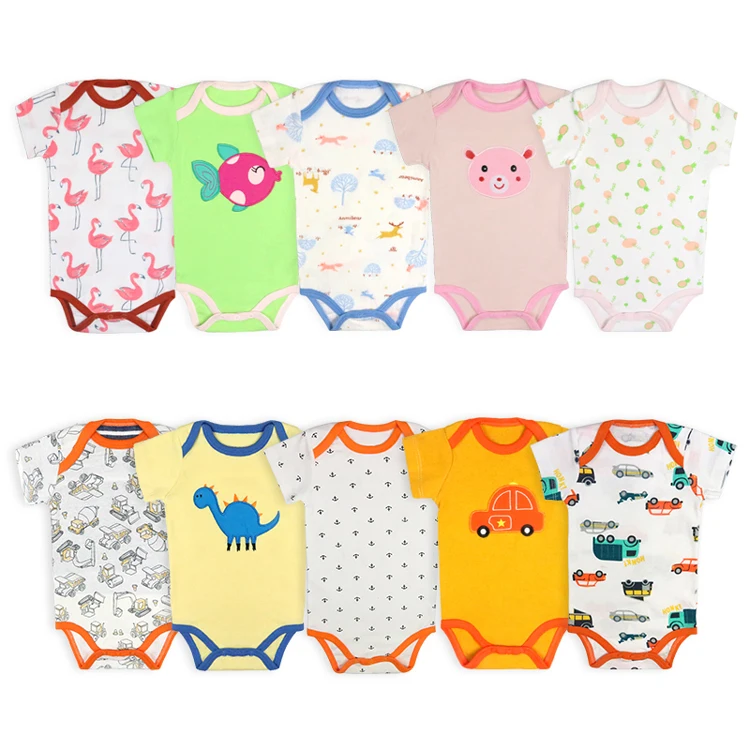 cheap 5 in 1 short sleeve baby bodysuits set