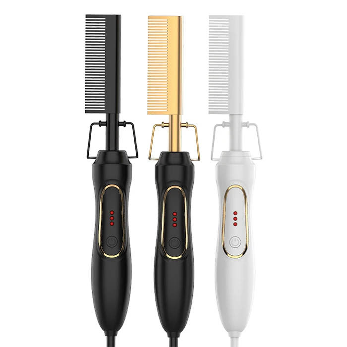 Professional Electric Hot Straightening hot comb Ceramic Curling Flat Iron Curler Designed Hair Straightener Comb