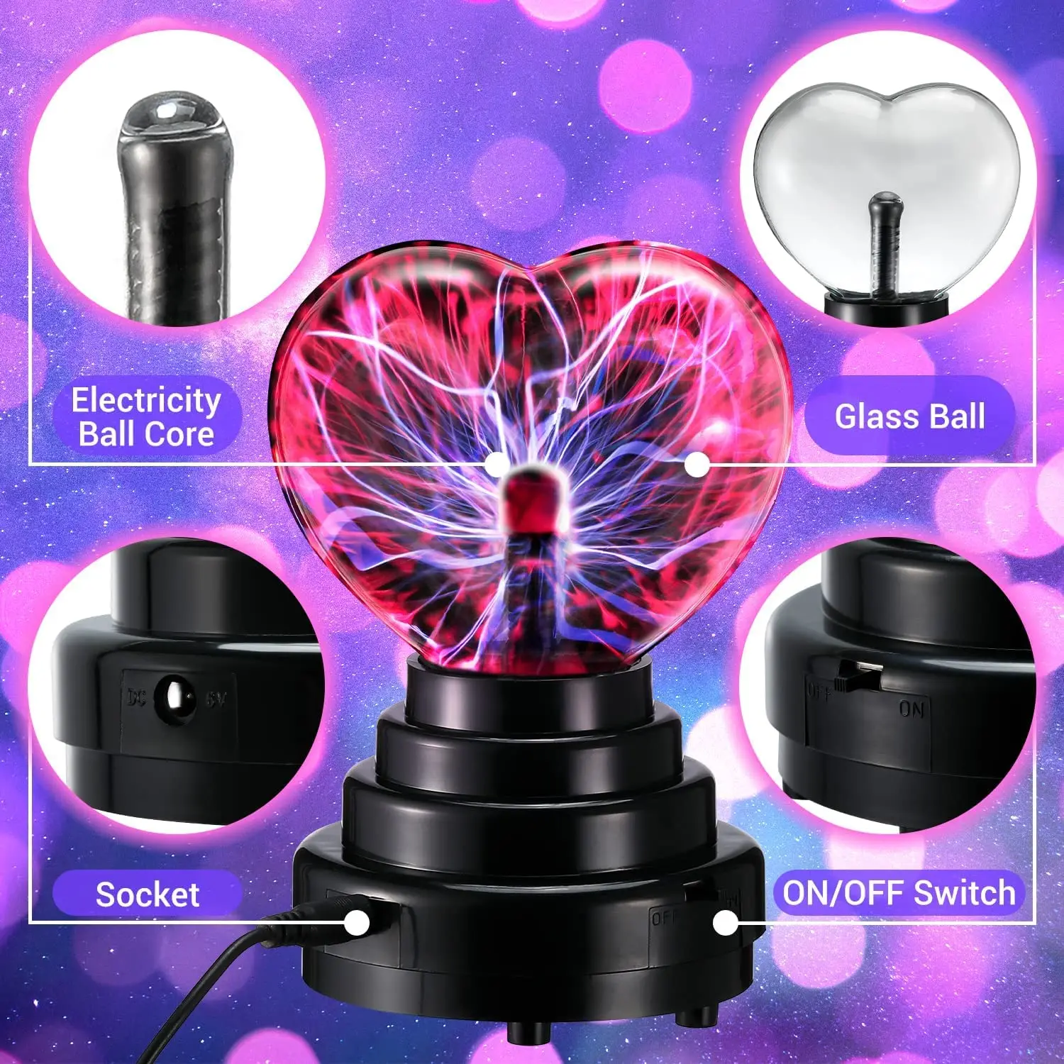 Shake sound popular love plasma ball electrostatic ball glow magic lightning ball electric light ion generator