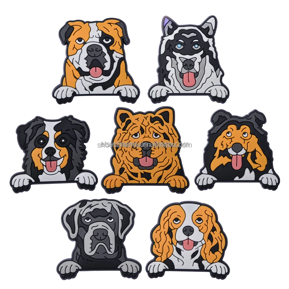 2024 Wholesale High Quality New Arrival Puppy dog family shoe charms for EVA beach clog shoes