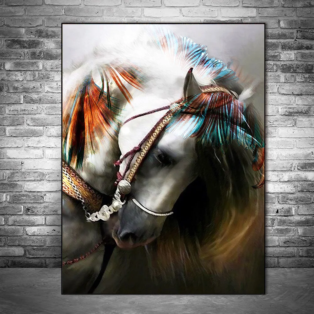 Abstract Colorful Horse Canvas Paintings On The Wall Graffiti Art Canvas Posters And Prints Animals Wall Pictures Cuadros Decor