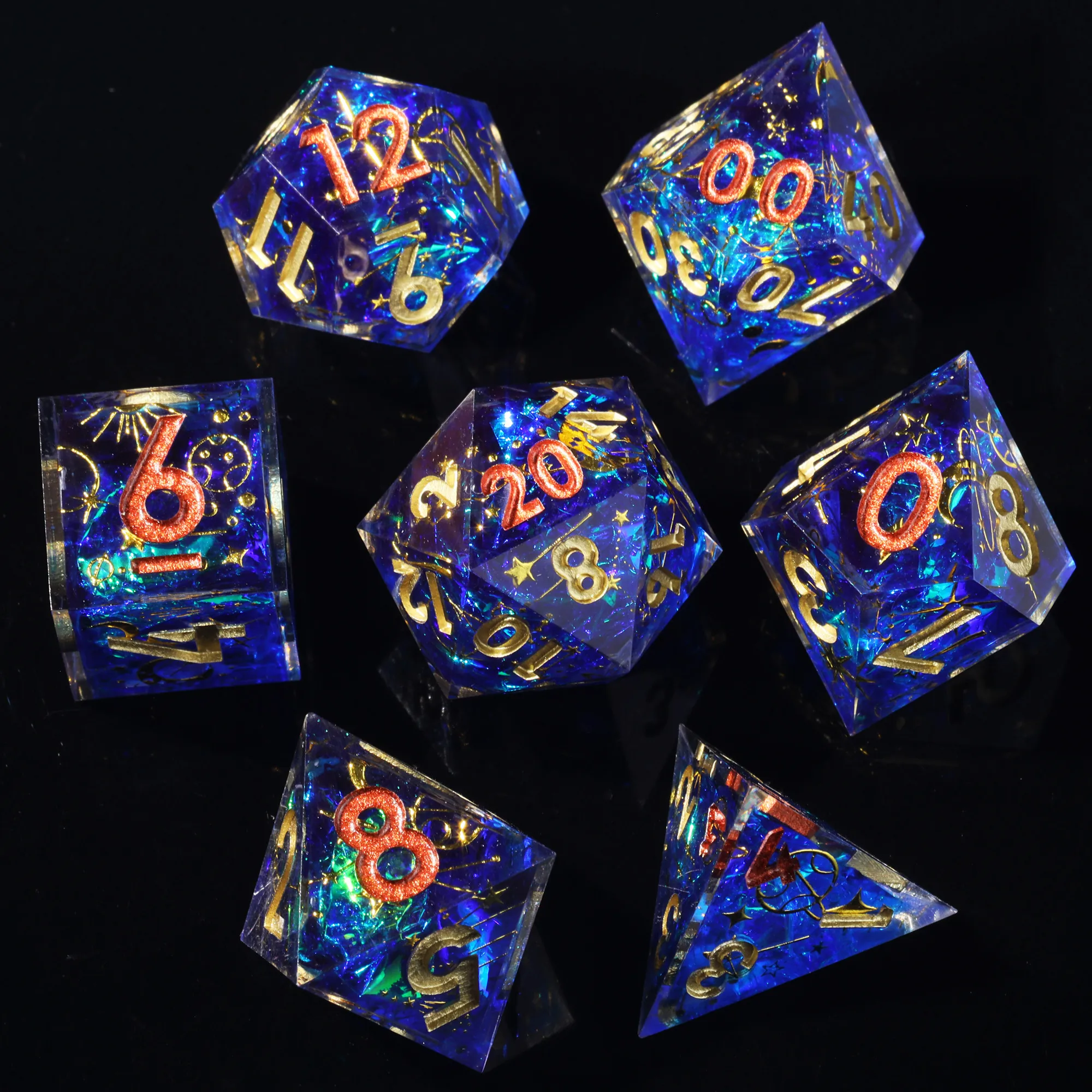 MINI PLANET Dnd Dice Set Wholesale Custom Resin Dice with Sharp Edges For TRPG Handmade Layered stickers Polyhedral Dice Set DND