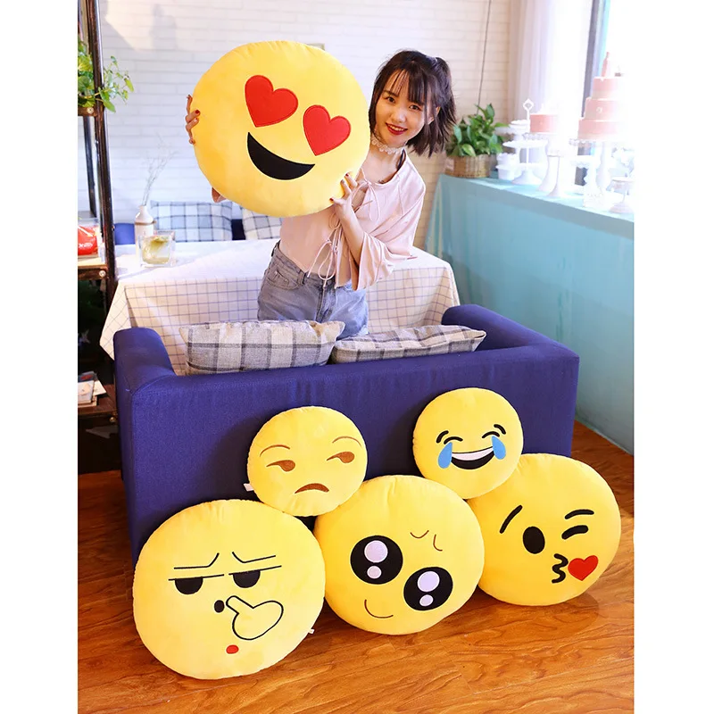 Wholesale Hot Sale Stuffed Pillow Custom 30cm Plush Funny Cute Smiley Throw Cushion Emotion Happy Face Kids Birthday Party Gift