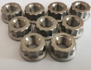 High Strength Customized M8 M4 M7 M10 Anodized Gr2 Gr5 Titanium 12 Points 12pt 6pt Flange Metal Lock Nylock Drilled Nuts