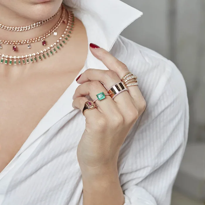 White gold plated gemstone diamond baguette drop womens cuban choker necklace