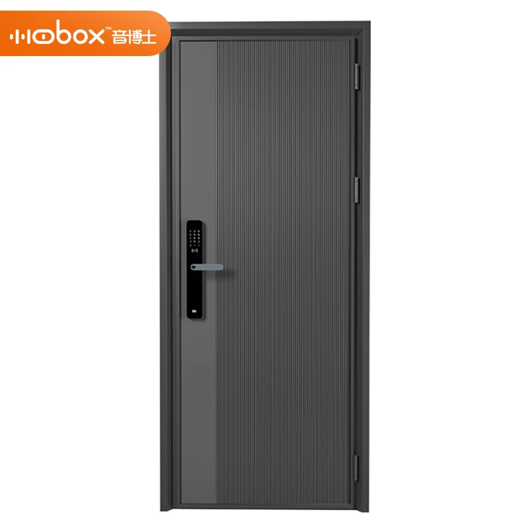 Newest design dark gray carving aluminum multiple locks anti-theft security Armored door front entry door mansion villa door