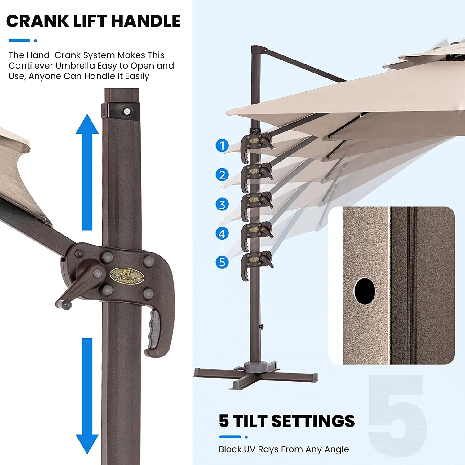 3.5X3.5M Big Size Heavy Duty Commercial 10Ft Square Parasol Courtyard Patio Umbrellas