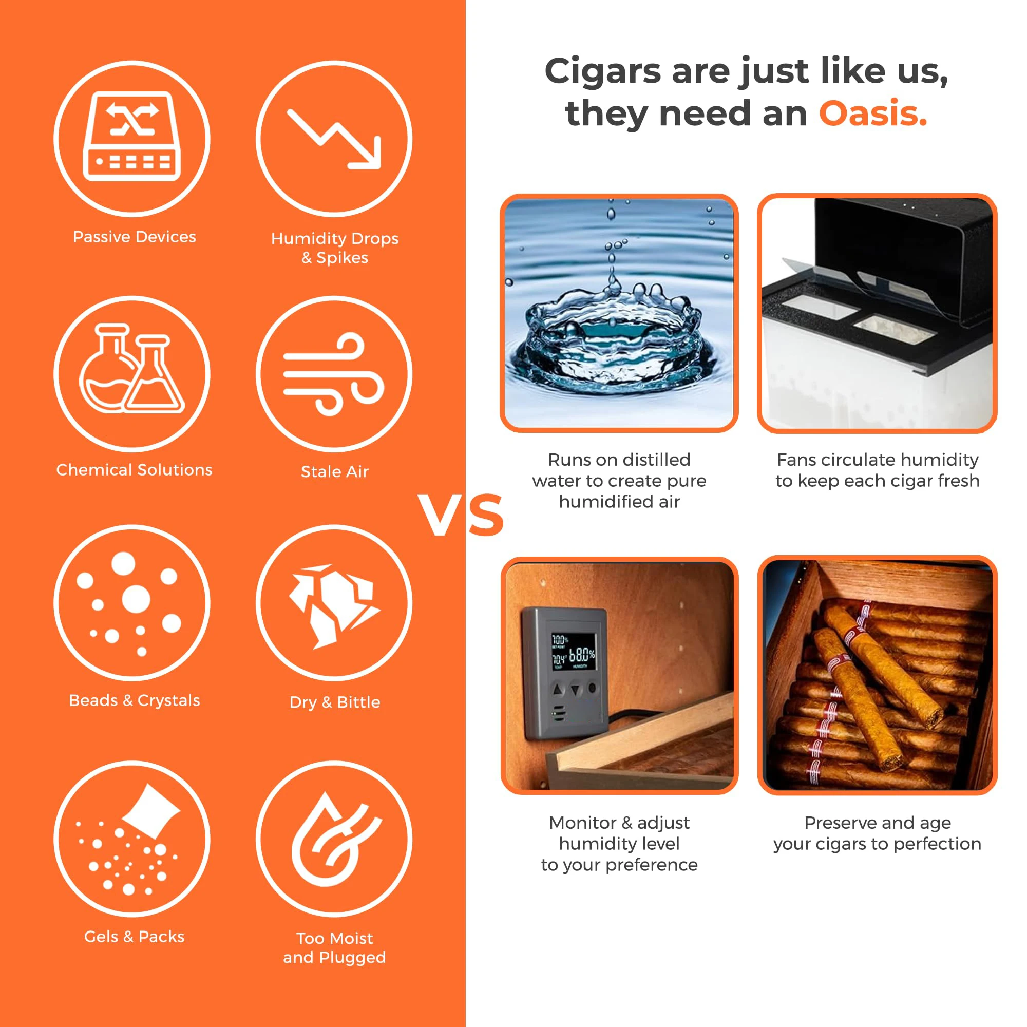3.0 Cigar Humidor Electric Humidifier For Cigars Glossy Humidor Box Cedar Wood Cigar Case With Hygrometer