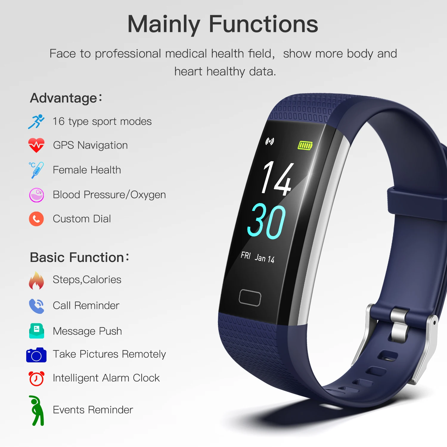 Wezone S5 2.0 Smart Bracelet Amazon Hot Sale CE Rohs Activity Heart Rate Sleep Quality Tracking Fitness Tracker