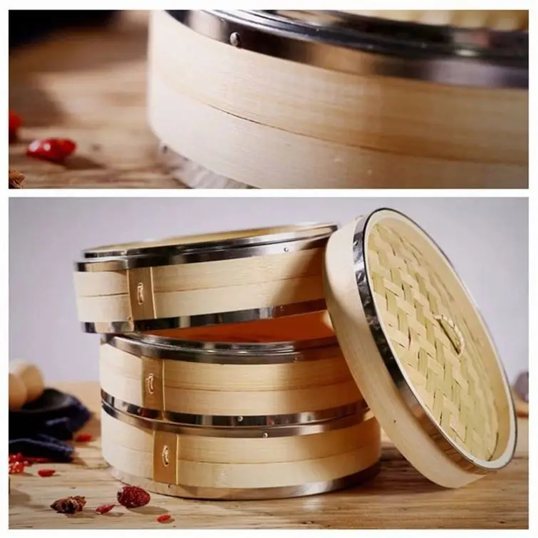 Carrello Per Cottura A Vapore Del  Gas 48 Teglie Piccola Vaporiera Gabbia Panini Set In Bambu   Da Cucina