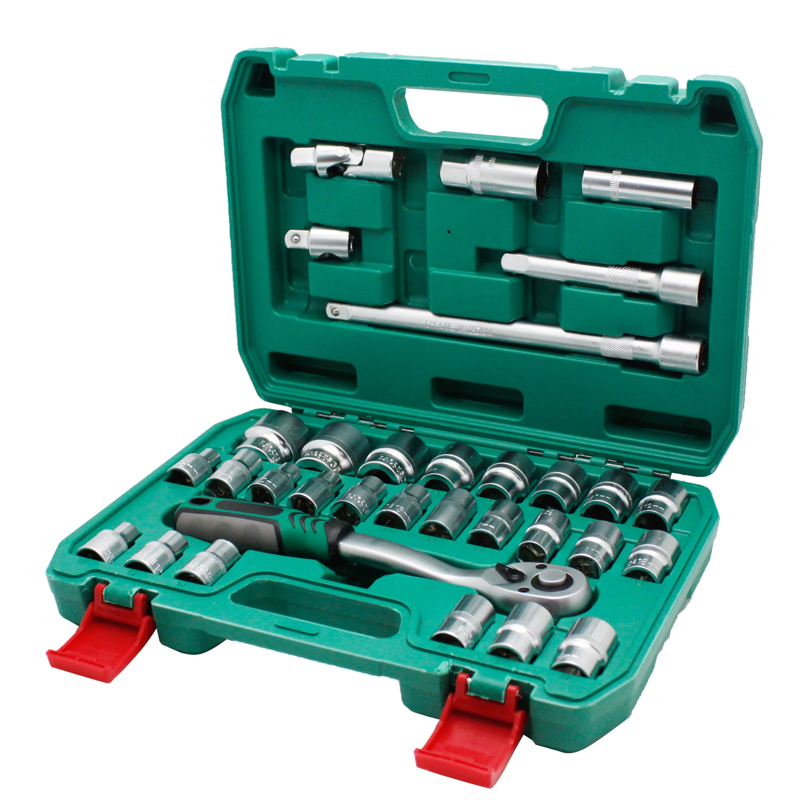 32 Pcs High Quality CR-V Material Auto Repair Socket Sets Adjustable Wrench Socket Tool Set Motorcycles Mechanic Hand Toolbox