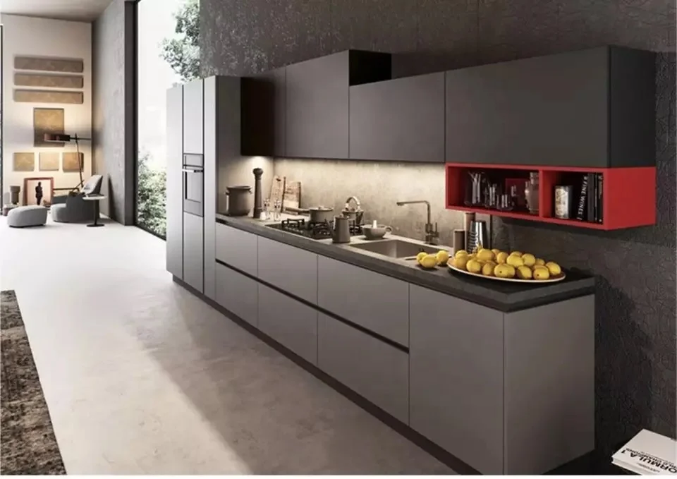 2019 Современный серый матовый лак Wood Veener для дома, кухни, офиса