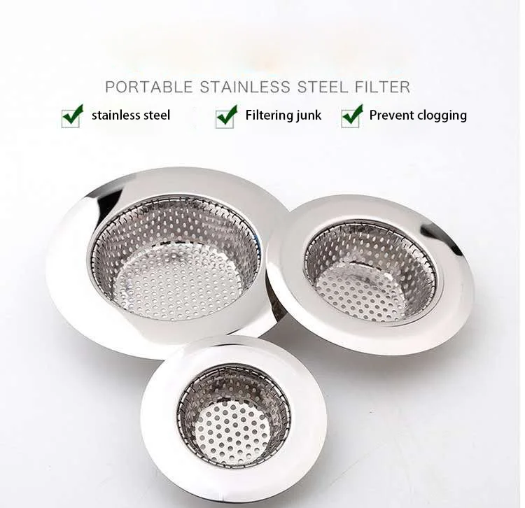 Wholesale Eco-Friendly Stainless Steel Metal Colander Prevent Clogging Floor Drain with Thick Mesh for Kitchen Sink Strainer