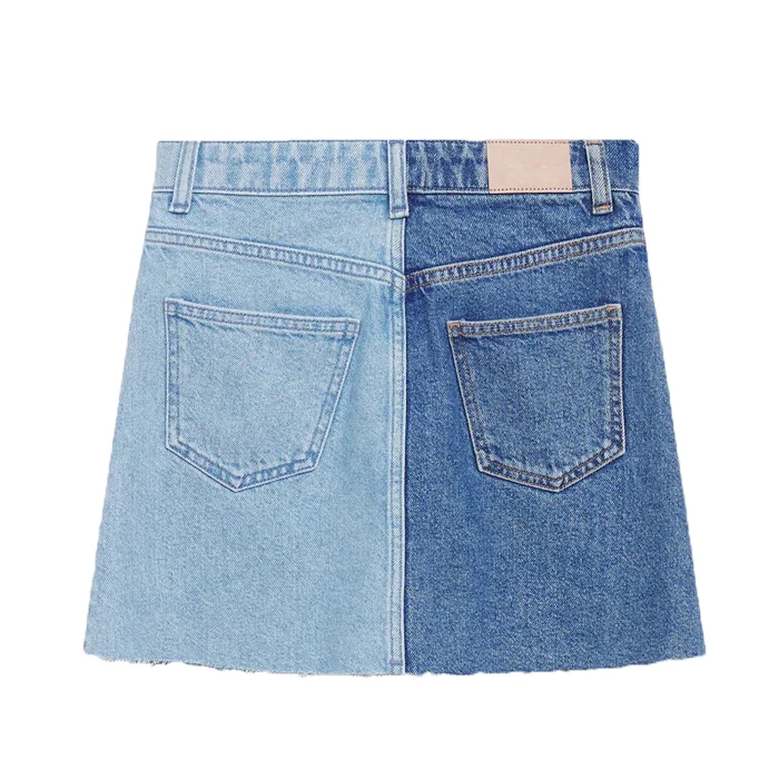 2025 fashion girl short dress skirt high quality highwaist light blue with dark blue kids girl jean skirts
