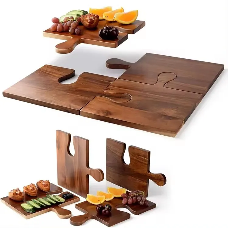 Acacia wood cutting board creative multi-purpose puzzle cutting board household cutting board can print made by manufacturer
