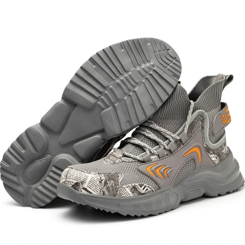 Fashion labor  breathable men work boots industrial steel toe safety sneakers shoes with the lowest price