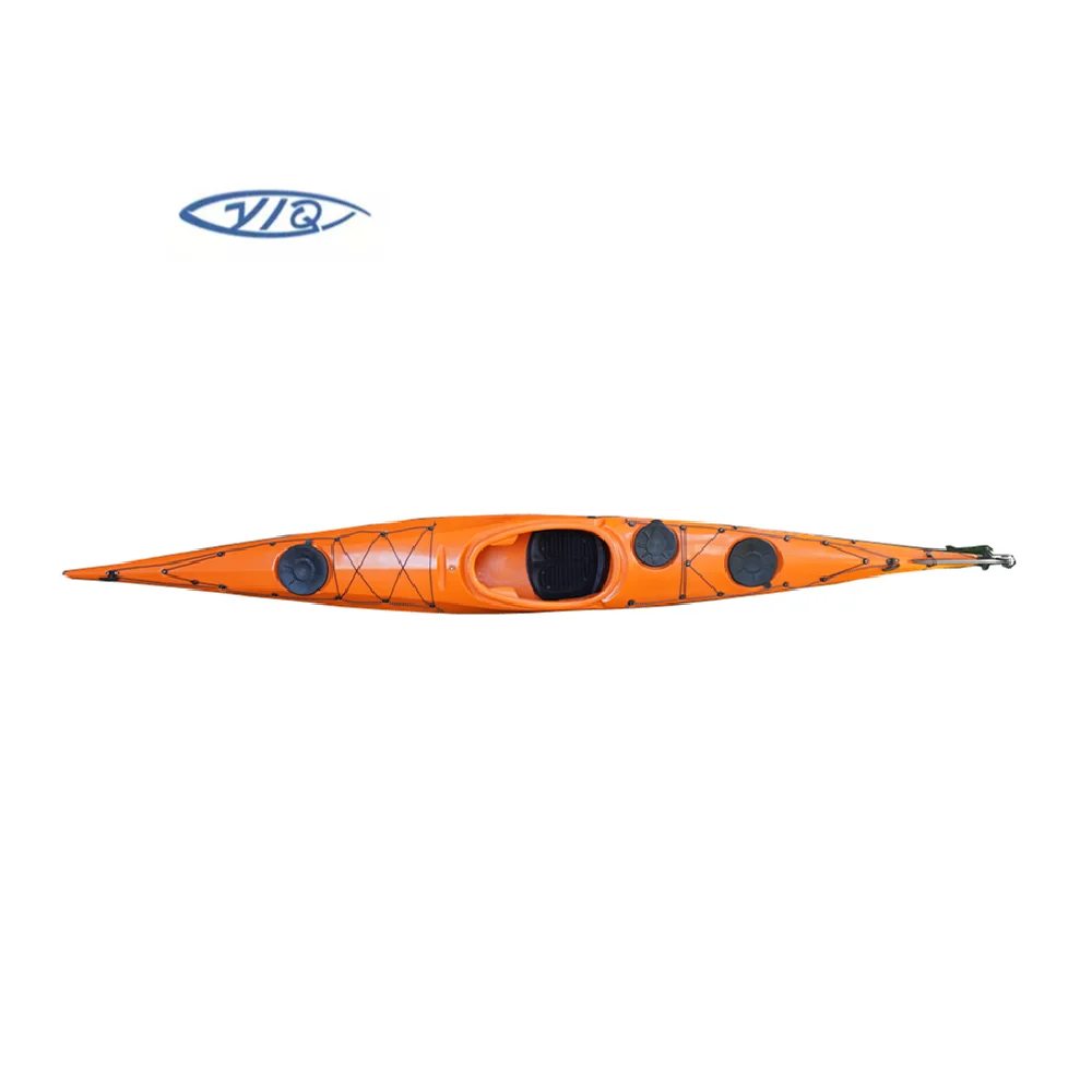 Hot sale 5 meters sit in single roto molded plastic sea kayak for touring and sports