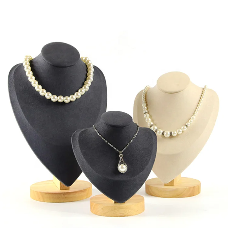 Wholesale Wooden/Velvet pendant necklace jewelry display stand racks with logo