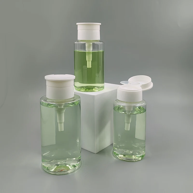 2024 hot sales  plastic pet bottles 100ml 200ml 300ml 500ml nail polish remover pump dispenser for nail