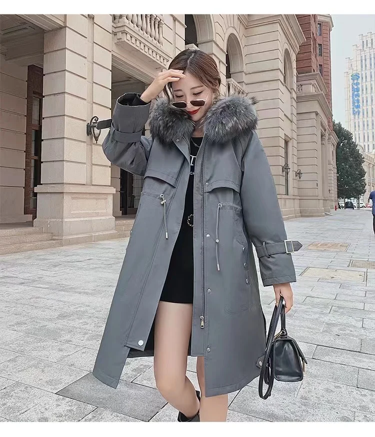 High-end ladies pie overcomes 2021 Korean hot style ladys long warm down coat