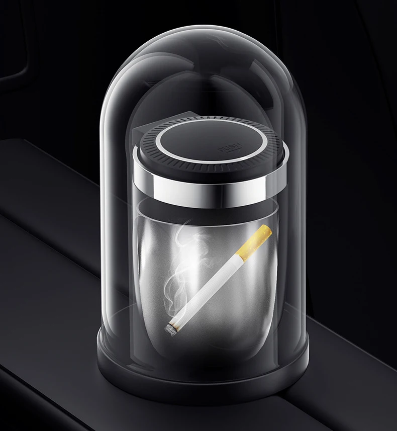 Automotive Supplies Car Ashtray Press Type Multi-function With Metal Liner Open Lid Light Up Universal