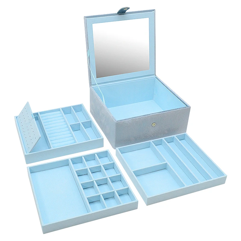 New Large Volume Multi-function Gift Case Organizer With Mirror Velvet Jewelry Storage Box