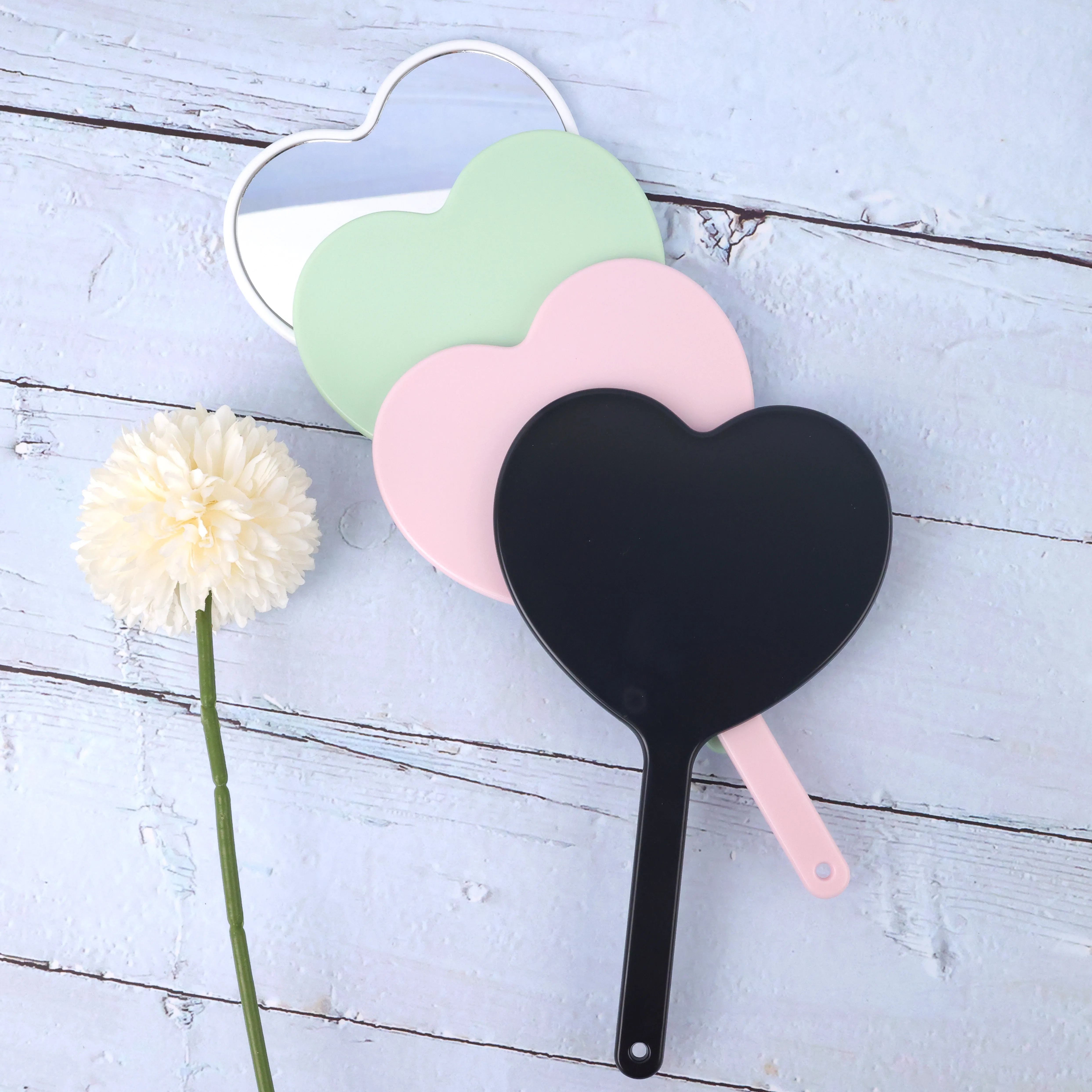 2024 new design Custom private label hand mirrors  Portable Makeup Mirror pink round  small mirrors