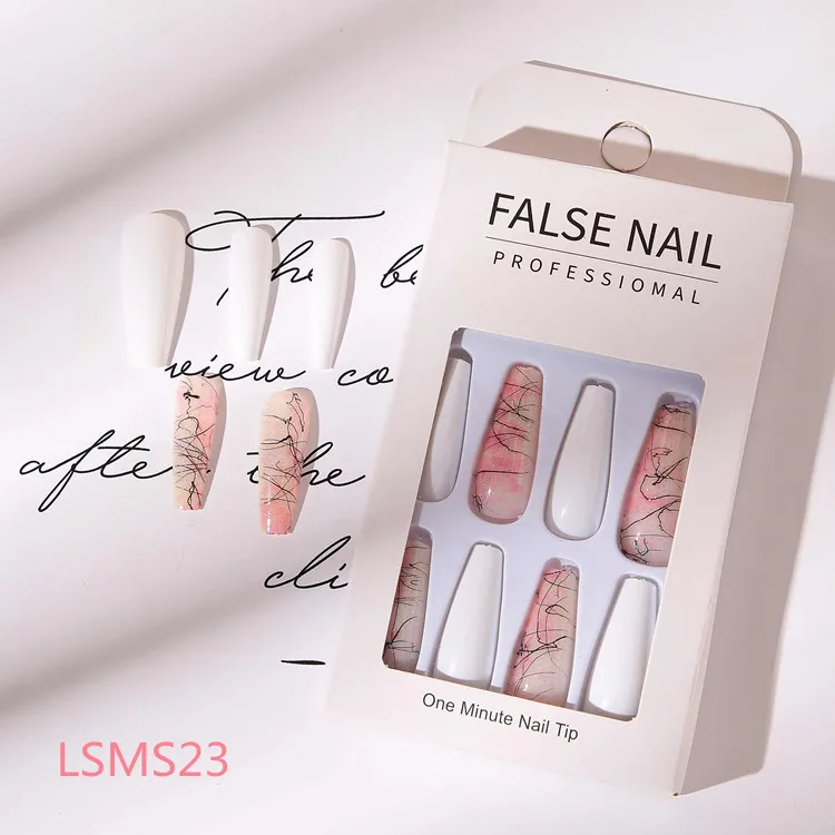 Full Cover Fingernails 24pcs/box False Nails Press On Nails Coffin Custom False Nails Artificial Fingernails