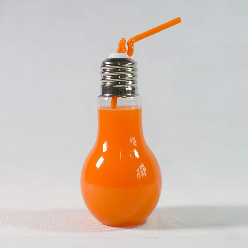 LED Light Bulb Shaped Plastic Cups for Parties Bottom Glowing Christmas Party Supplies Tea Cups & Saucers for Juice Water Drink