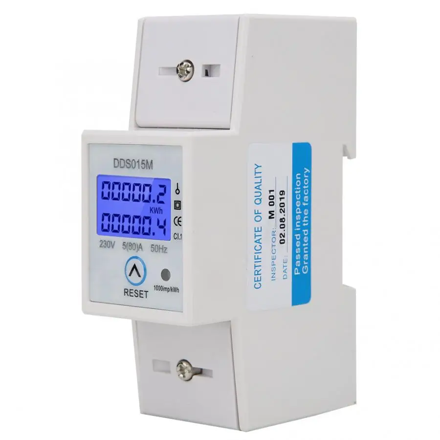 DDS015M Watt Hour Meter Digital Display Single Phase Electric Power Meter Can-be-Reset 230V Electric Meter
