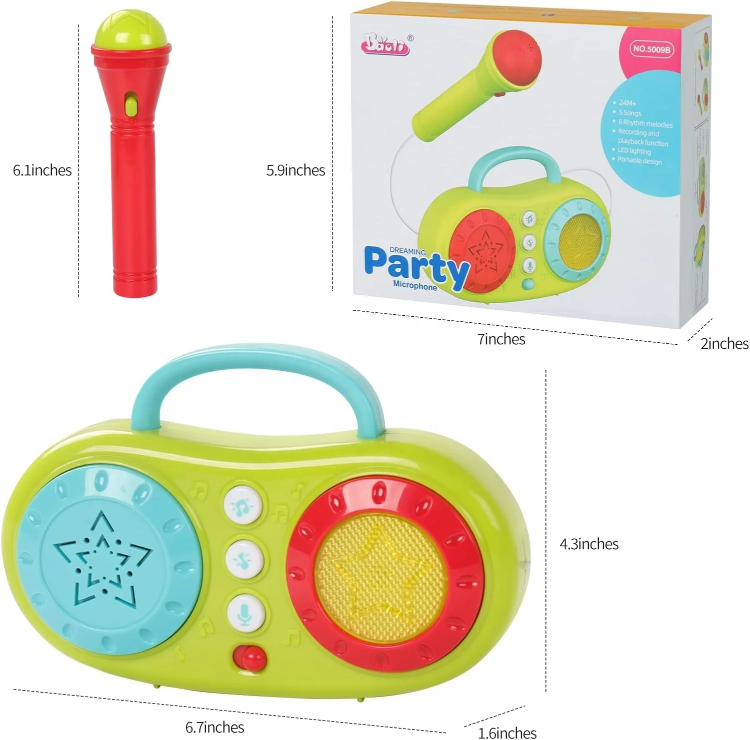 Sing Along Boombox with Flashing Light, Karaoke Microphone Machine for Kids Birthday Gift