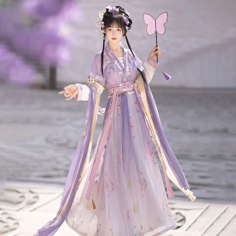 Hanfu Женская юбка Tang вышитая Китайская традиционное платье