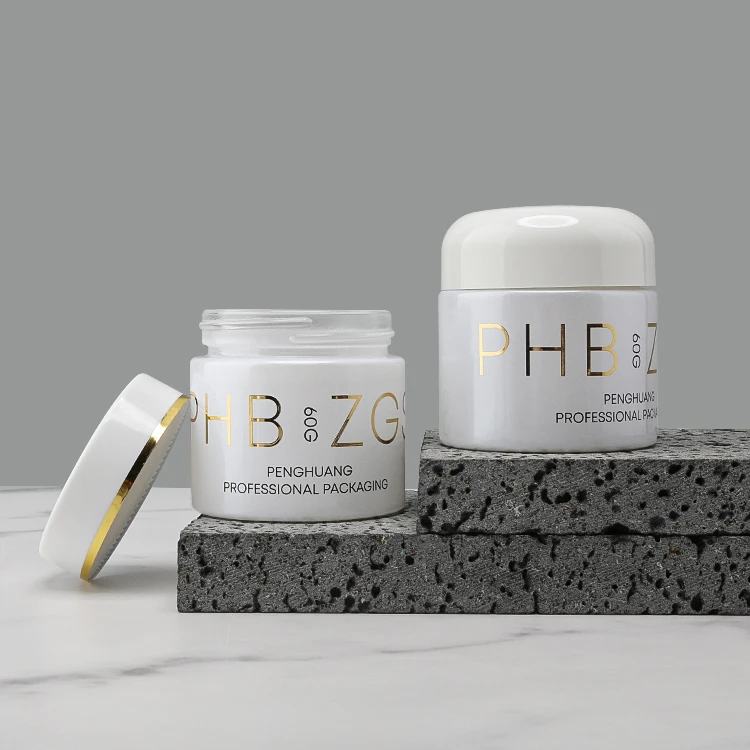 Luxury glass cosmetic jar 60g skincare cosmetic packaging face eye cream jar with lid