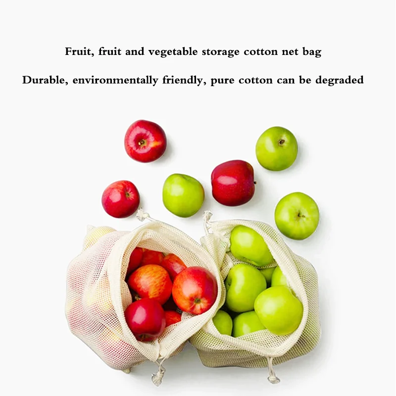 Custom Design Mesh Shopping Bag Organic Cotton Vegetable Fruit Packaging Large Capacity Pouch Net Tote Bag for Shopping