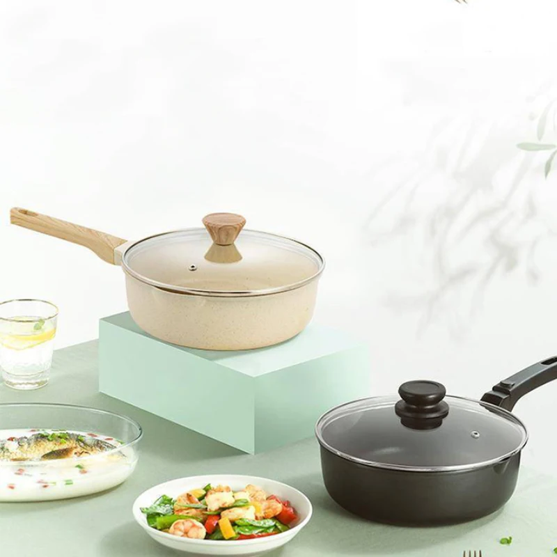 European Non-Stick Flat Bottomed 24cm Aluminium Frying Pan Induction Cooker Gas Stove Compatible Multi-Purpose Household
