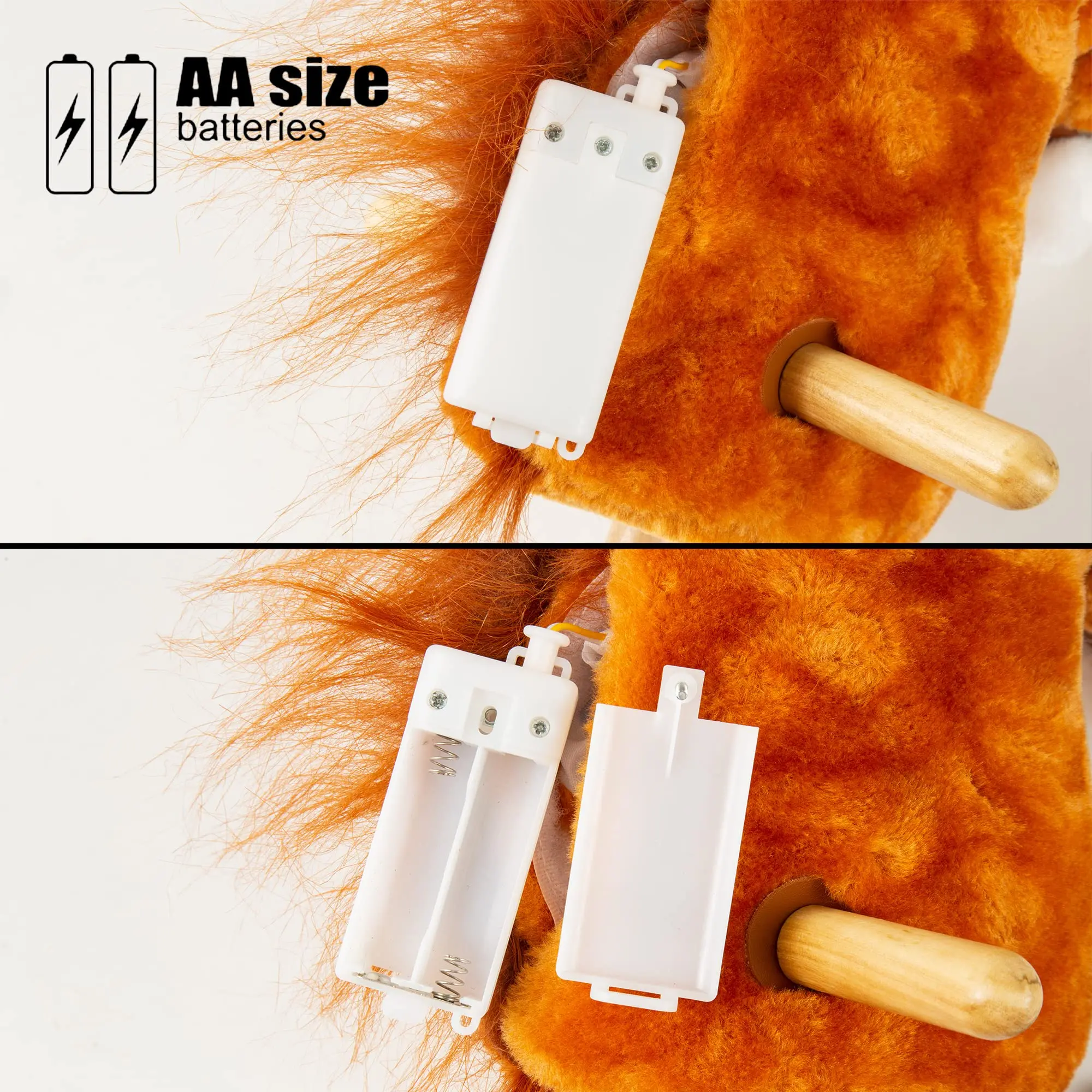 Custom Horse Riding Toy Handsewn Head Sturdy Wood Stick Plus Neighing And Clip-Clop Sounds Plush Horse Riding Stick