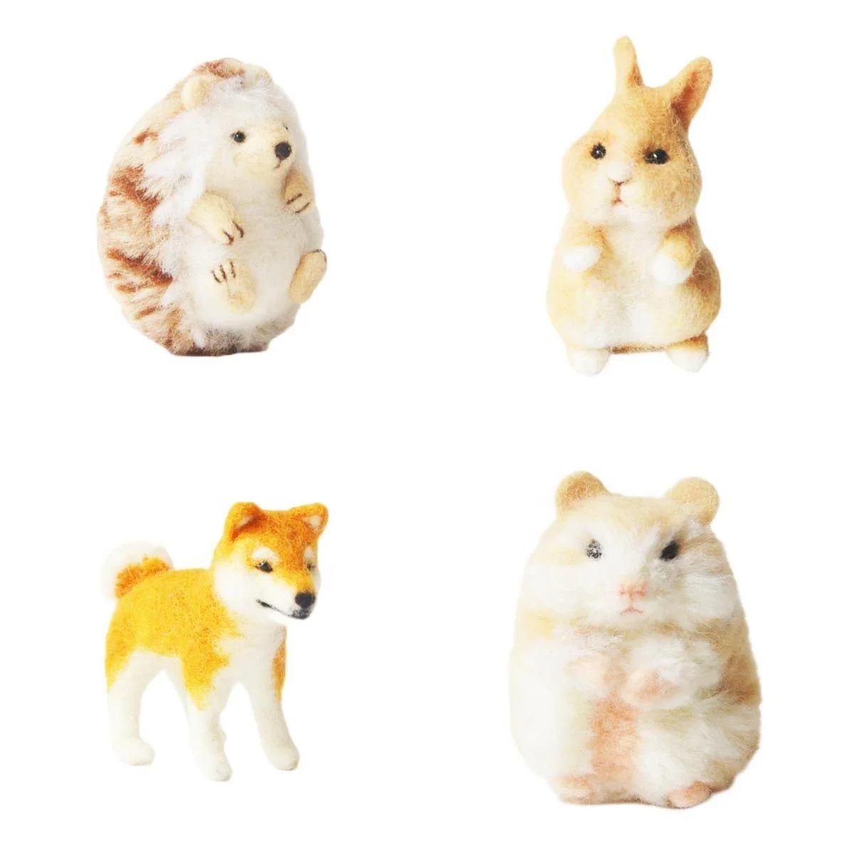 Custom Needle Felting Kit Beginners DIY Needlework Wool Felt 3D Animals Hedgehog Shiba Inu Dog Hamster Bunny Rabbit Wool Roving