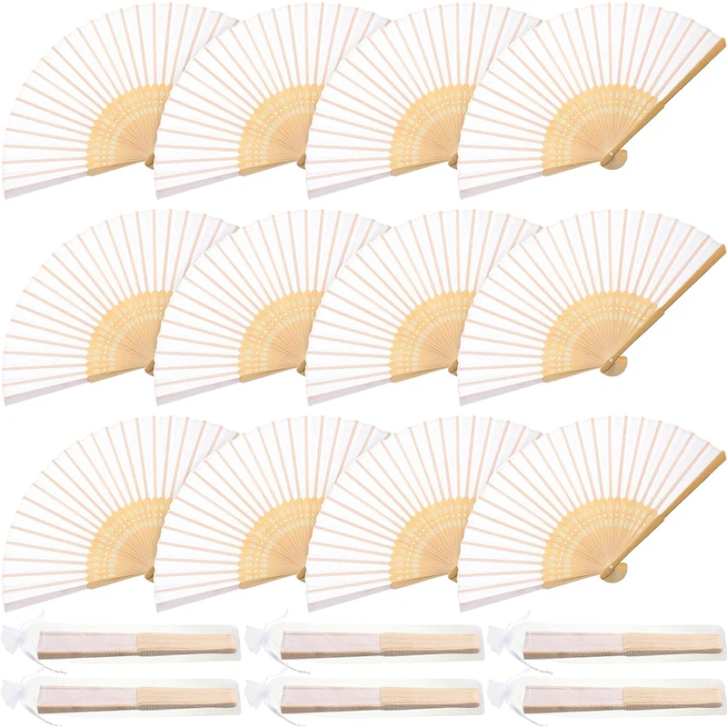 Festival Personal Folding Flower Cloth Hand Fan Custom Hollow Bamboo Bone Style Weddings Business Gifts Paper Party Decoration
