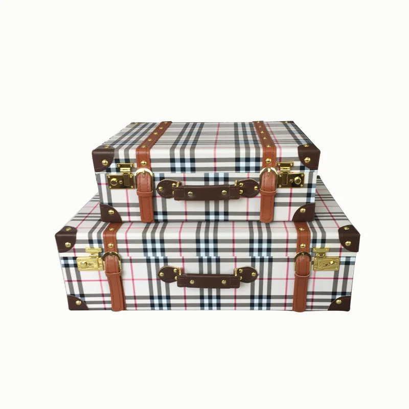 Hot sell leather suitcase set of 2 for home and office storage decoration Wholesale cases trunks for wedding