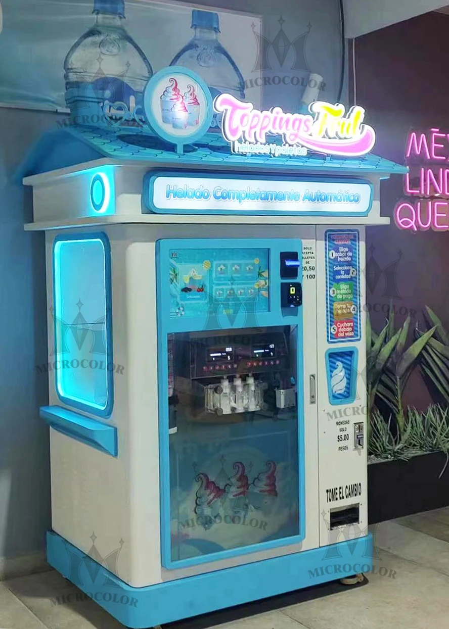 Automatic Ice Cream Robot Kiosk Popular Automat Soft Ice Cream Smart Vending Machine