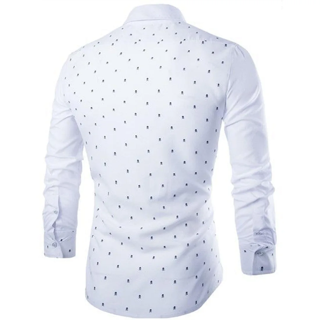 FanLi OEM Custom Printing Patchwork Slim Casual Skull Print Lapel Collard Shirts For Men