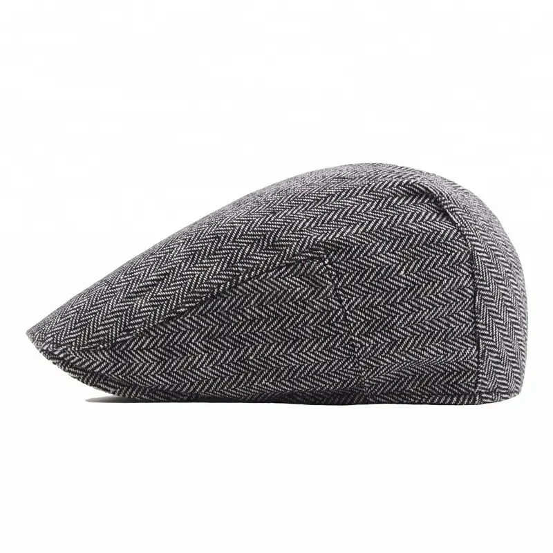 Wholesale Herrigbone Pattern Flat Top Ivy Hat Caps Men gatsby hat Custom Size Acceptable Autumn Winter Men Berets