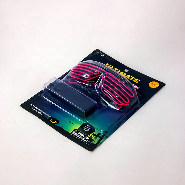 Wholesale 3d Christmas EL Wire Shutter Shape Glasses Glow Led Light Up Party Glasses