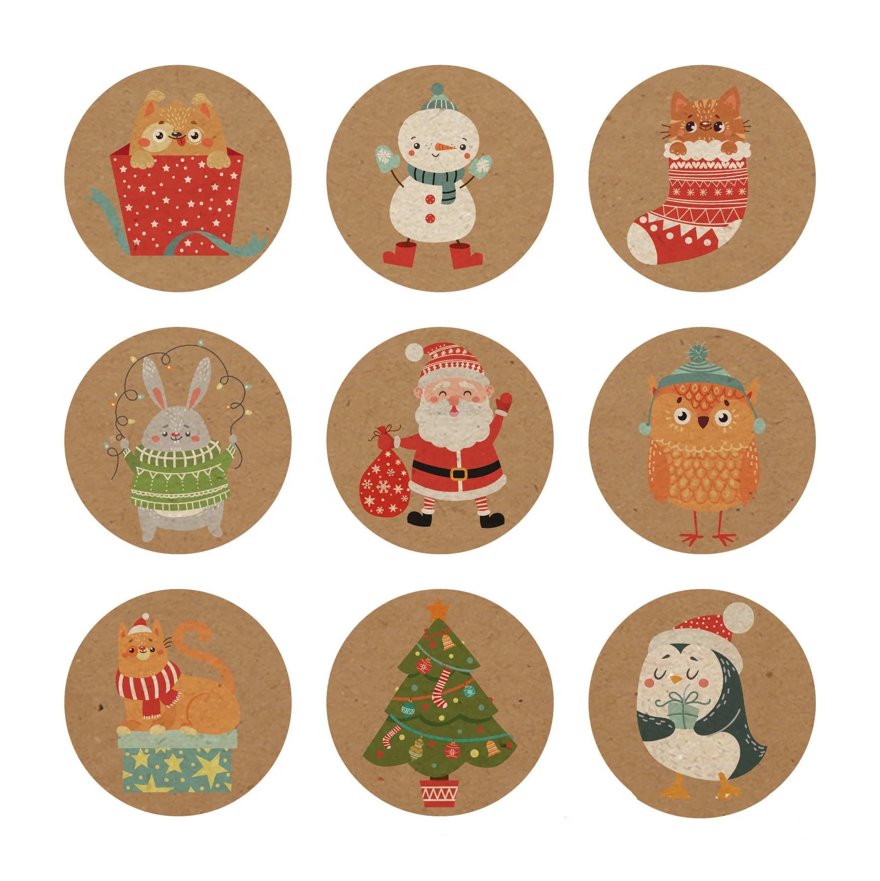 Party Christmas Kraft Paper Bag Stickers Envelope Mouth Stickers Gift Bag Stickers